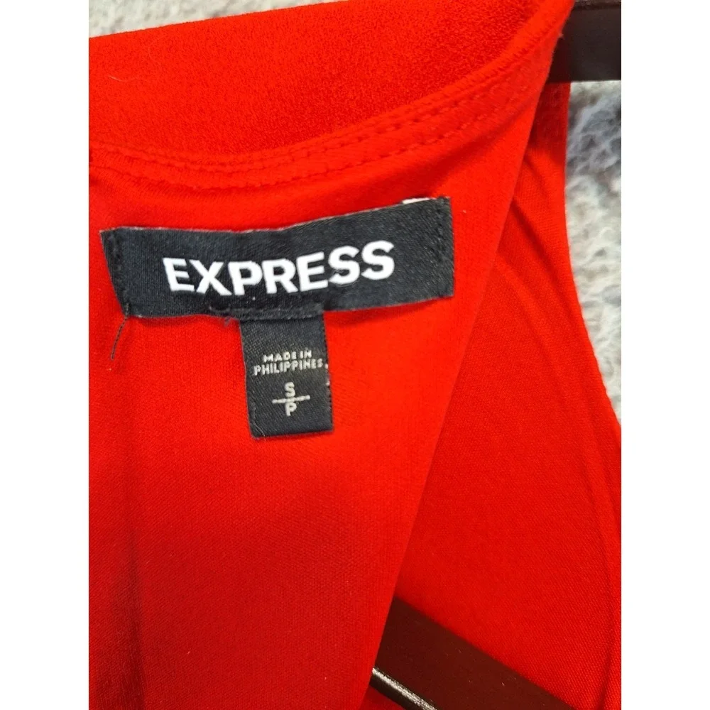 Express Mini Dress Women Small Red Stretch Bell Sleeve Keyhole Neckline Back Zip